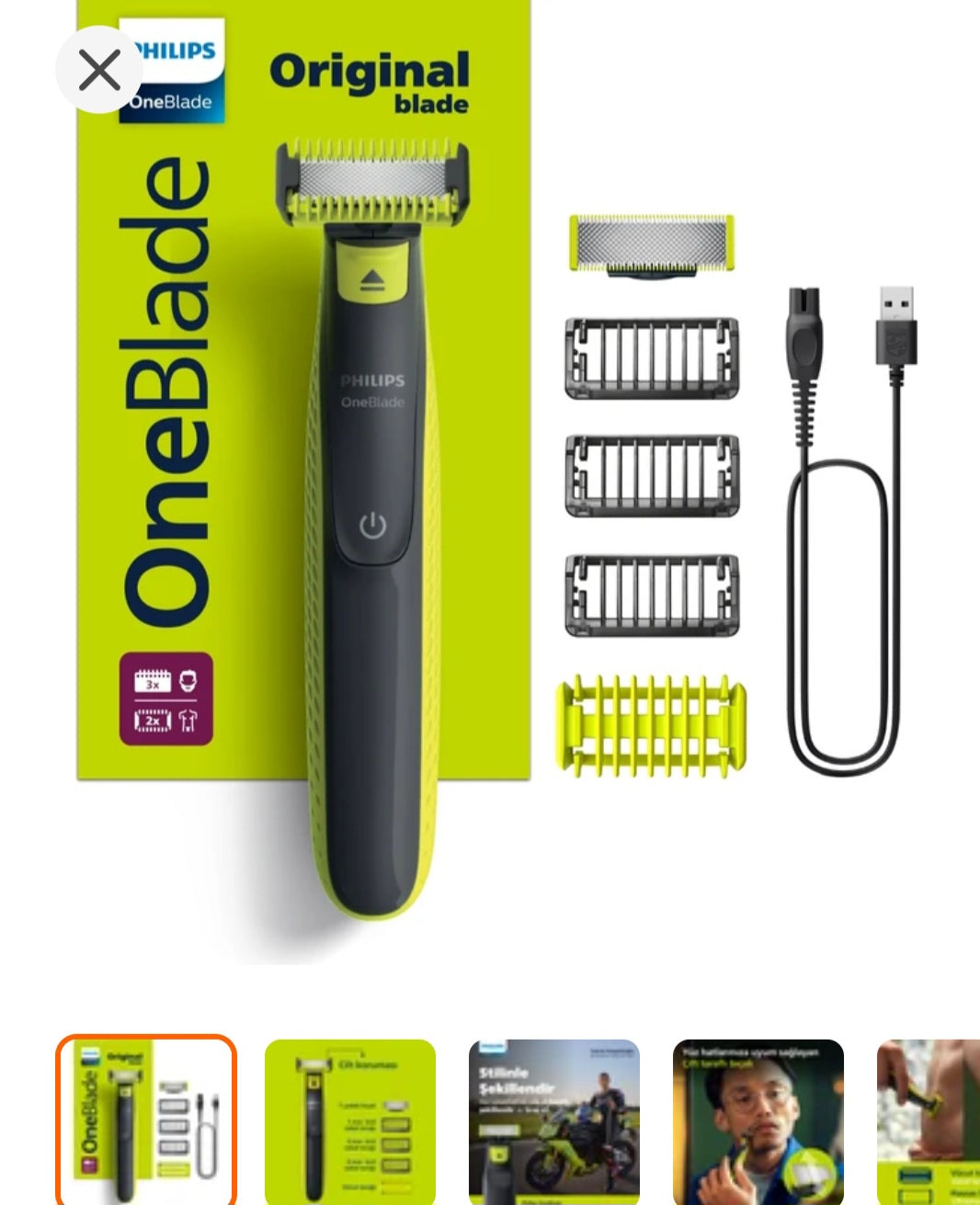 Philips OneBlade QP2724/20 Yüz Hibrit Tıraş Makinesi, Islak & Kuru, 5'i 1 Arada